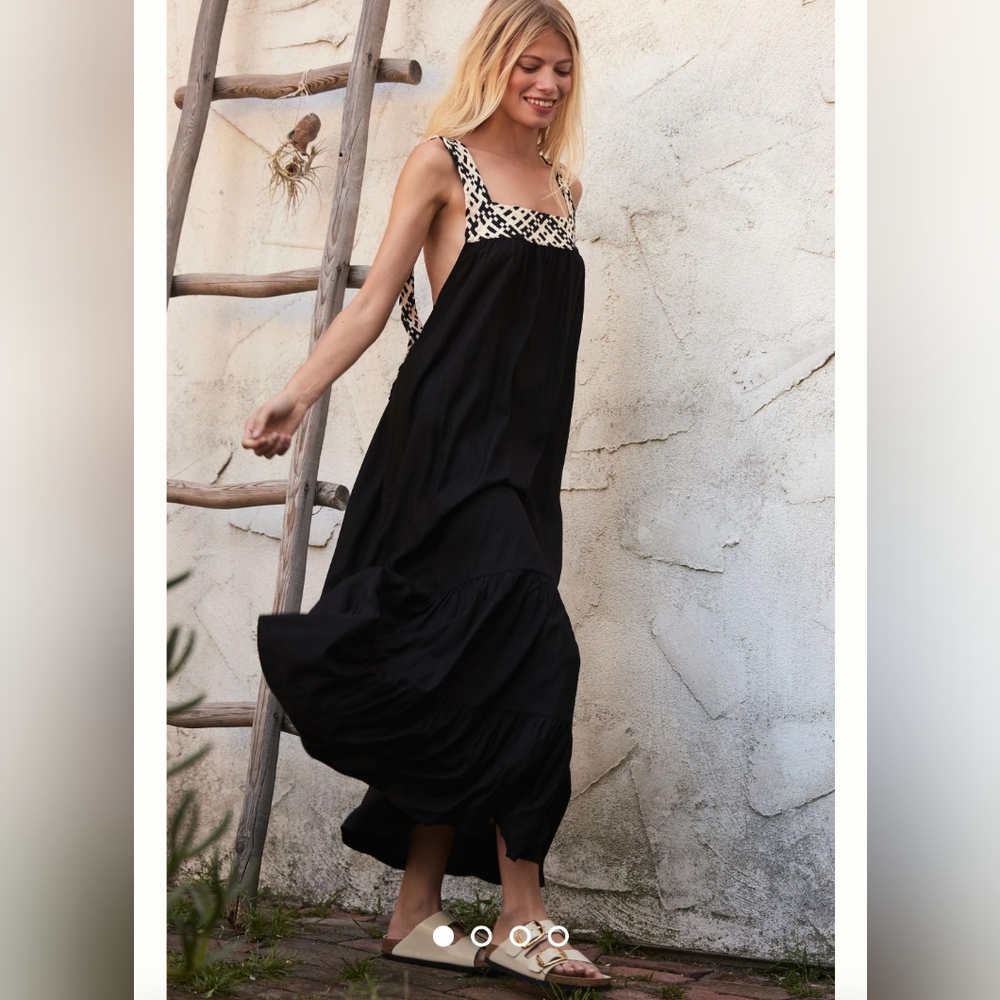 Anthropologie size large braided strap maxi dress